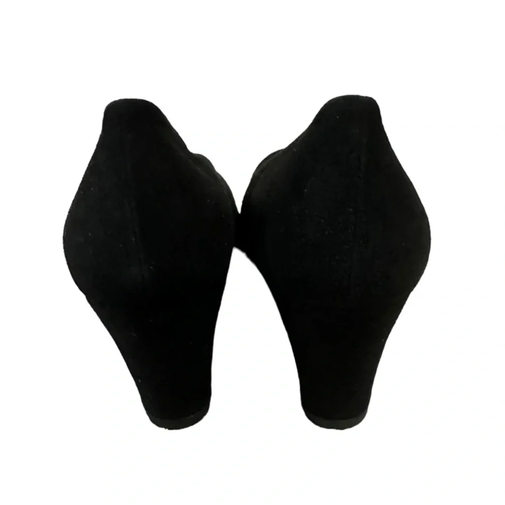 STUART WEITZMAN Black Suede Wedge Heels Pump for Women, Size 6.5.